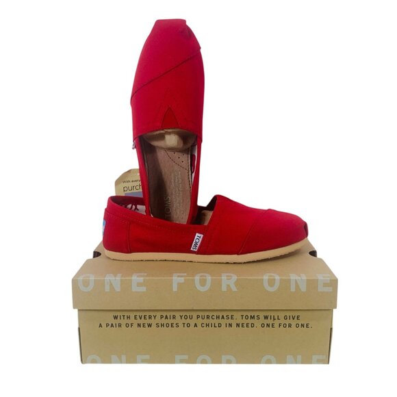TOMS Classic Red Canvas Women Slip on size 5 - Picture 8 of 16